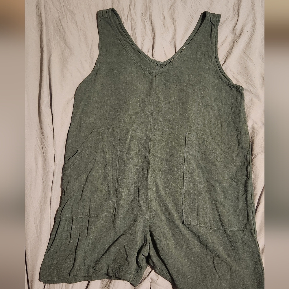 Casual Olive Green‎ V-Neck Romper